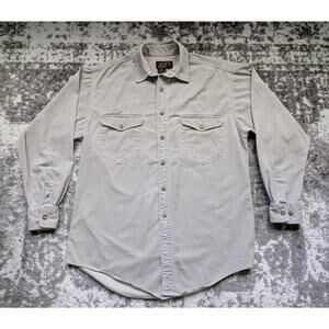 Vintage 80s Eddie Bauer Outdoor Outfitters Work Shirt Beige - Medium Made in USA
